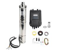 Topteng 3" 72V 1.2KW Deep Well Solar Submersible Bore Hole Water Pump, 180M Head, 2000L/H Flow, Brushless DC Motor, MPPT Controller, Stainless Steel Body, adatto per Solar Panels 6x 200-300W