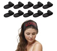 TOPTIE 10 fasce per capelli facciali in cotone, personalizzabili, con logo ricamato e trasferimento di calore (nero)