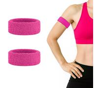 TOPTIE 2 fasce per bicipiti rosa per calcio, in spugna, per braccia, fasce per il sudore, fasce per le gambe per lo sport (una coppia)