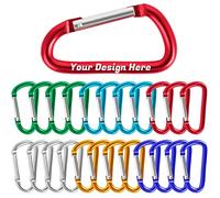 TopTie 24PCS Moschettoni Personalizzati Clip, Mini Moschettone Inciso Portachiavi Resistente 3 Pollici a Forma di D