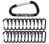 TopTie 24PCS Moschettoni Personalizzati Clip, Mini Moschettone Inciso Portachiavi Resistente 3 Pollici a Forma di D