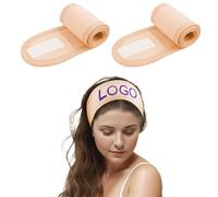 TOPTIE 2PCS Custom Cotton Spa Fascia per capelli trucco facciale fascia per capelli, ricamo e trasferimento di calore Logo - Pesca