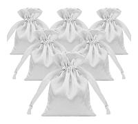 TopTie 50 PZ Sacchetti Regalo in Raso Bianco 2.8x3.6 Pollici, Sacchetti per Gioielli con Coulisse, Bomboniere per Feste di Natale