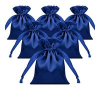 TopTie 50 PZ Sacchetti Regalo in Raso Blu Royal 6x8 Pollici, Sacchetti per Gioielli con Coulisse, Bomboniere per Feste di Natale