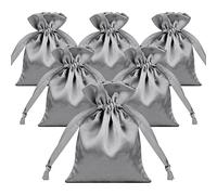 TOPTIE 50 PZ Sacchetti Regalo in Raso Grigio 2.8x3.6 Pollici, Sacchetti di Gioielli con Coulisse, Bomboniere per Feste di Natale