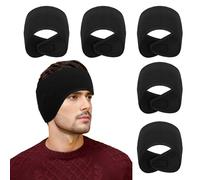 TOPTIE 5PCS Micro-Ffleece Fascia Inverno Earlap Head Warmer Paraorecchie per il freddo Donne Uomo - Nero