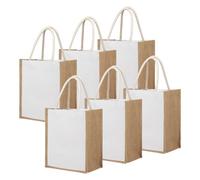 TOPTIE 6 Pezzi Borse Tote in Tela di Cotone con Lati Juta, Borsa juta Regalo Riutilizzabile per la Spesa, Borse di tela di iuta