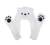 TopTie - Cappello guanti sciarpa 3 in 1, Costume da orso polare con guanti e impronte di zampe