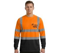 TOPTIE Custom Class 3 T-Shirt Manica Lunga Aggiungi il Tuo Logo, Arancione e nero., S