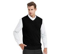 TOPTIE Gilet da Uomo Inverno V-Collo in Tinta Unita, Uomo d'Affari Maglieria Panciotto Pullover Casual in Cotone Aderente