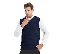 TOPTIE Gilet da Uomo Inverno V-Collo in Tinta Unita, Uomo d'Affari Maglieria Panciotto Pullover Casual in Cotone Aderente