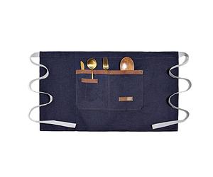 TOPTIE Grembiule denim da bistrot in vita unisex con tasche mezzo Grembiule bar jeans per cameriera barista