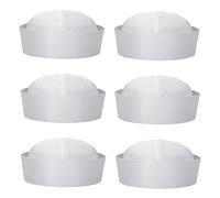 TOPTIE Lot de 6 Cappelli da marinaio bianchi, Cappello de capitaine de la marine, Chapeaux de déguisement pour fêtes et yachts