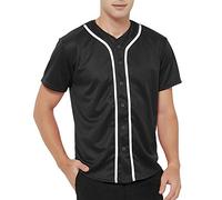 TOPTIE Maglia da Baseball da Uomo Plain Button Down Camicie Uniformi Sportive di Squadra Camicia Baseball Uomo