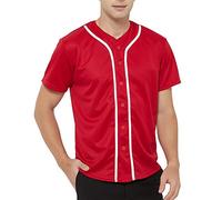TOPTIE Maglia da Baseball da Uomo Plain Button Down Camicie Uniformi Sportive di Squadra Camicia Baseball Uomo