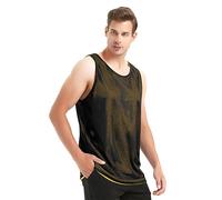 TOPTIE Maglie da Basket reversibili Canotta da Uomo Canotta in Rete Maglia da Lacrosse per Giovani Adulti-Nero/Giallo-XXL