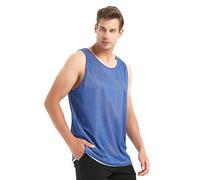 TOPTIE Maglie da Basket reversibili Canotta da Uomo Canotta in Rete Maglia da Lacrosse per Giovani Adulti-Blu/Bianco-XL