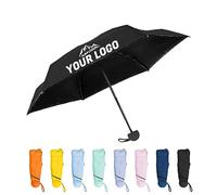 TOPTIE Mini ombrello da viaggio personalizzato, aggiungi il tuo nome logo sull'ombrello compatto per sole e pioggia