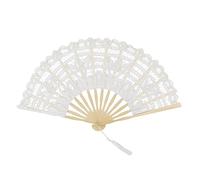 TopTie Ventaglio Pieghevole in Pizzo di bambù, Eleganti Ventagli in Tessuto di Cotone per Donna con aste di bambù e Nappe di Seta Ventaglio da Sposa per Matrimoni, Feste, Decorazioni di Halloween