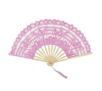 TopTie Ventaglio Pieghevole in Pizzo di bambù, Eleganti Ventagli in Tessuto di Cotone per Donna con aste di bambù e Nappe di Seta Ventaglio da Sposa per Matrimoni, Feste, Decorazioni di Halloween