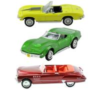 Toptoys2u Bargain Bundles New-Ray Toys 1:43 - Set di 3 pezzi in scala 1:43, collezione American City Cruiser, colore verde 1967, giallo Corvete e rosso Cabriolet 1949, set 5