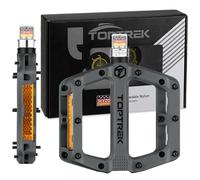 toptrek Pedali per bicicletta con riflettori StVZO, pedali per bicicletta in nylon composito, 3 cuscinetti antiscivolo per mountain bike, 9/16 pollici, set di pedali per bici da corsa, mountain bike