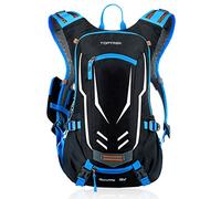Toptrek Zaino da bicicletta, 18 l, ultraleggero, con protezione antipioggia e copertura per casco, impermeabile, per ciclismo, sport, per uomo, mountain bike, Blu, 18 Lang