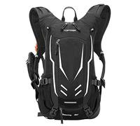 Toptrek Zaino da bicicletta da 18 l, ultraleggero, con protezione antipioggia e copertura per casco, impermeabile, per ciclismo, sport, per uomo, MTB, colore nero