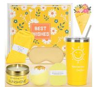 Toptrend Regali per donne, regali per coccole al girasole per o donne, set rilassanti unici includono bicchiere, cesti per la guarigione presto, regali di compleanno per amici, mamma, moglie, sorella