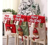 Topverse Set di 6 coprisedia natalizi 3D creativi con pupazzo di neve, Babbo Natale, renna, coprisedia, decorazione natalizia per cucina, sala da pranzo, festività, festival