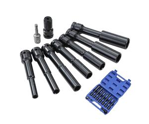 TOPWAY 1/2" Set di Chiavi a Bussola Extra Profonda Impact 9 Pezzi 8-19 mm Metrico Bussole Extra Lunghe Camion Trattori Motori Riparazione Garage Strumento