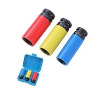 TOPWAY 1/2" Set di Chiavi a Bussola per Cerchi in Lega 3 Pezzi 17mm 19mm 21mm Bussole Protettive per Dadi Ruote, Acciaio al Cromo Vanadio, per Avvitatore ad Impulsi
