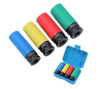 TOPWAY 1/2" Set di Chiavi a Bussola per Cerchi in Lega 4 Pezzi 17/19/ 21/22mm Bussole Protettive per Dadi Ruote, Acciaio al Cromo Vanadio, per Avvitatore ad Impulsi