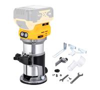 TOPWAY 102779 - Router per legno portatile senza spazzole, 18 V, compatibile con DEWA, batteria DCB184, velocità variabile, base in alluminio, 3 pinze (1/4", 6 mm, 8 mm), senza batteria