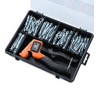 TOPWAY Kit di Strumenti per l'impostazione Dell'ancoraggio a Parete 63 Pezzi, Zincato Kit di Fissaggio a Parete Cava per Cavità in Cartongesso in Acciaio Viti Tasselli set di Assortimento 405508