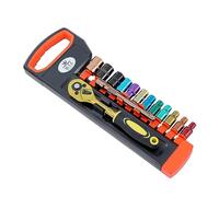 TOPWAY Set di Chiavi a Bussola 1/4" 14 Pezzi 4-13mm Metrica con Chiave a Cricchetto a Sgancio Rapido a 24 Denti e 6" Barra di Prolunga, Acciaio al Cromo Vanadio, Strumento per Riparazioni Auto