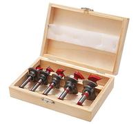 TOPWAY Set di Punte Forstner 5 Pezzi, Punta da Trapano Regolabile in Carburo Cementato da 15-35mm con Fermo di Profondità per la Lavorazione del Legno Cerniera Foro per Foratura Taglio 130305