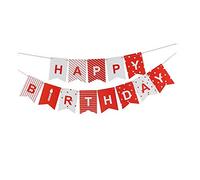 Topways Bandierine di compleanno per ragazze, bandiera rossa e bianca da 3 m, con scritta "Happy Birthday", bandiera a coda di rondine per decorazioni per feste di compleanno