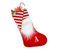 TOPWAYS Calza natalizia personalizzata, con lettere 50 cm, calze di Babbo Natale ricamate, con polsini di peluche bianchi, per camino, decorazione regalo per albero di Natale (A)