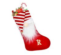 TOPWAYS Calze natalizie personalizzate con lettere, 50 cm, gnomi di Natale, bastoncini, albero di Natale, camino, ornamenti da appendere, decorazioni natalizie per albero di Natale e casa