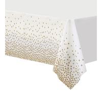 TOPWAYS Tovaglia di plastica usa e getta color oro champagne, confezione da 2 pezzi, 137,2 x 274,3 cm, rettangolare, per picnic, baby shower, compleanni, Natale, feste di fidanzamento, barbecue,