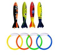 TOPWAYS®Underwater Pool Diving Rings Sticks Diving Torpedo, Anelli per Immersione Subacquea per Piscina Anelli per Immersione Torpedo Set per Giochi di Nuoto in Piscina per Bambini