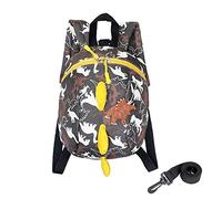 TOPWAYS Zaino per bambini con dinosauri per bambini e ragazze, zaino con cinturino anti-smarrimento di sicurezza per bambini da 1 a 3 anni (grigio)