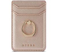 TOPWOOZU Porta carte di credito con anello per il retro del telefono, adesivo adesivo per carte di credito, tasca per iPhone, Android e smartphone, colore: oro rosa