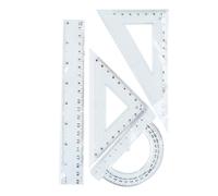 Topwrite, Kit di 4 forme geometriche Completo di righello, squadra e goniometro