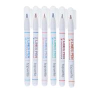 Topwrite, Set di 6 Penne a Sfera Doppia Linea Punta Fine 0,5mm, Bianco
