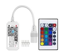 TOPXCDZ Controller LED WiFi RGBW, compatibile con Alexa/Google Assistant, per striscia luminosa a LED 5050/3528, con telecomando a 24 tasti, supporta sistema Android iOS