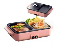 Topyond 1200W Hot Pot E Griglia Elettrica, Piastra Elettrica Coreana per Grigliare, Barbecue Elettrico Con Coperchio, Divided Pot, 2 Persone Hotpot, 220V 180°, Per Famiglia E Dormitori