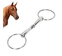 Topyond Filetto Anelli Cavallo, Filetto per Cavallo in Acciaio Inossidabile con Rullo da Masticare Snodato, vestibilità Universale per Le Dimensioni della Bocca del Cavallo
