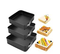 Topyond Tortiera Quadrata a Cerniera, Rivestimento Antiaderente, a Tenuta Stagna, Fondo Rimovibile, per Cheesecake, Pizza, Pane, Strumento di Cottura Versatile per La Cucina(22/24/26)